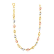 Bids.com 14k Tri Color Gold High Polish Puffed Mariner Link Chain Necklaces