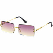 zeroUV Luxe Color Gradient Bevelled Lens Metal Rectangle Sunglasses D223 Sunglasses
