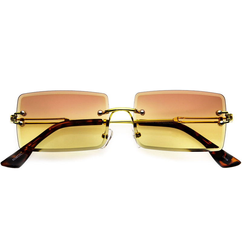 zeroUV Luxe Color Gradient Bevelled Lens Metal Rectangle Sunglasses D223 Sunglasses