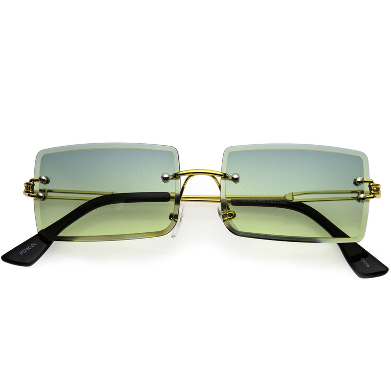 zeroUV Luxe Color Gradient Bevelled Lens Metal Rectangle Sunglasses D223 Sunglasses