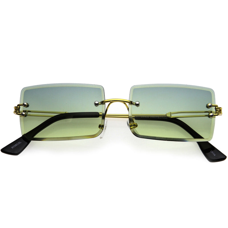 zeroUV Luxe Color Gradient Bevelled Lens Metal Rectangle Sunglasses D223 Sunglasses