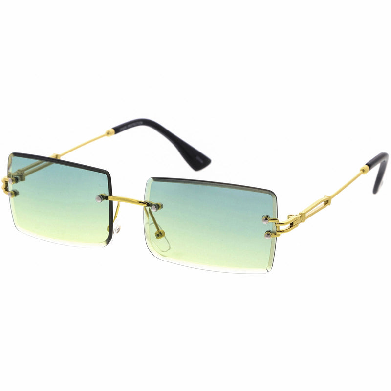 zeroUV Luxe Color Gradient Bevelled Lens Metal Rectangle Sunglasses D223 Sunglasses