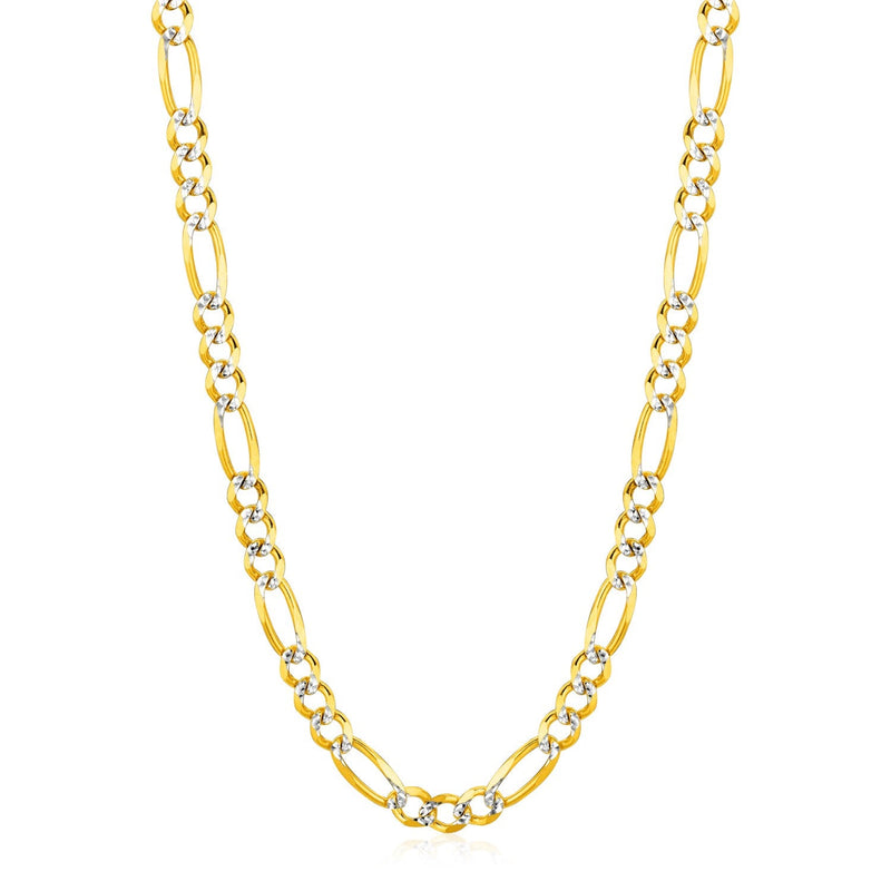 Bids.com 6.0mm 14K Yellow Gold Solid Pave Figaro Chain Necklaces