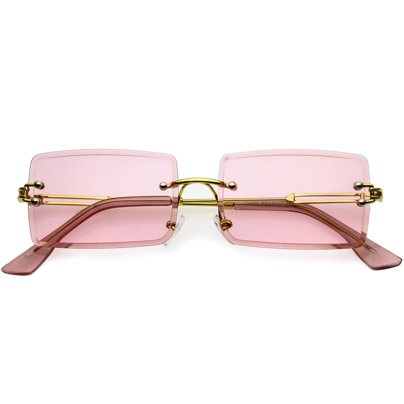 zeroUV Luxe Color Tinted Bevelled Lens Metal Rectangle Sunglasses D224 Sunglasses