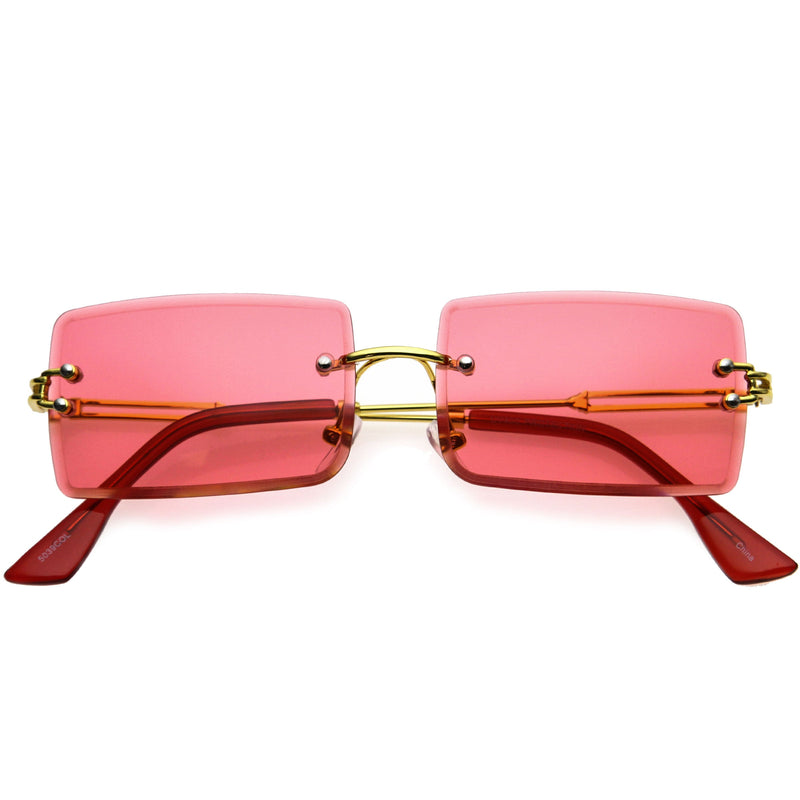 zeroUV Luxe Color Tinted Bevelled Lens Metal Rectangle Sunglasses D224 Sunglasses