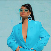 zeroUV Luxe Color Tinted Bevelled Lens Metal Rectangle Sunglasses D224 Sunglasses