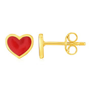 Bids.com 14k Yellow Gold and Enamel Red Heart Stud Earrings Earrings