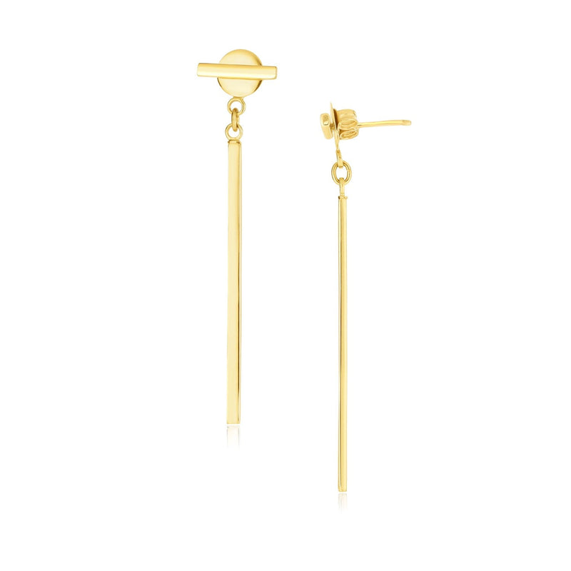 Bids.com 14k Yellow Gold Modern Disc and Bar Drop Earrings Earrings