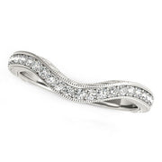 Bids.com 14k White Gold Milgrained Baroque Curved Diamond Wedding Ring (1/6 cttw) Rings