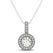 Bids.com Milgrain Edge Diamond Halo Pendant in 14k White Gold (5/8 cttw) Necklaces
