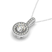 Bids.com Milgrain Edge Diamond Halo Pendant in 14k White Gold (5/8 cttw) Necklaces
