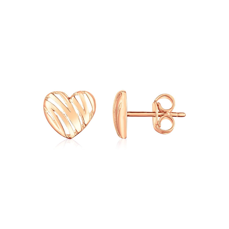 Bids.com 14K Rose Gold High Polish Scribble Heart Stud Earrings Earrings