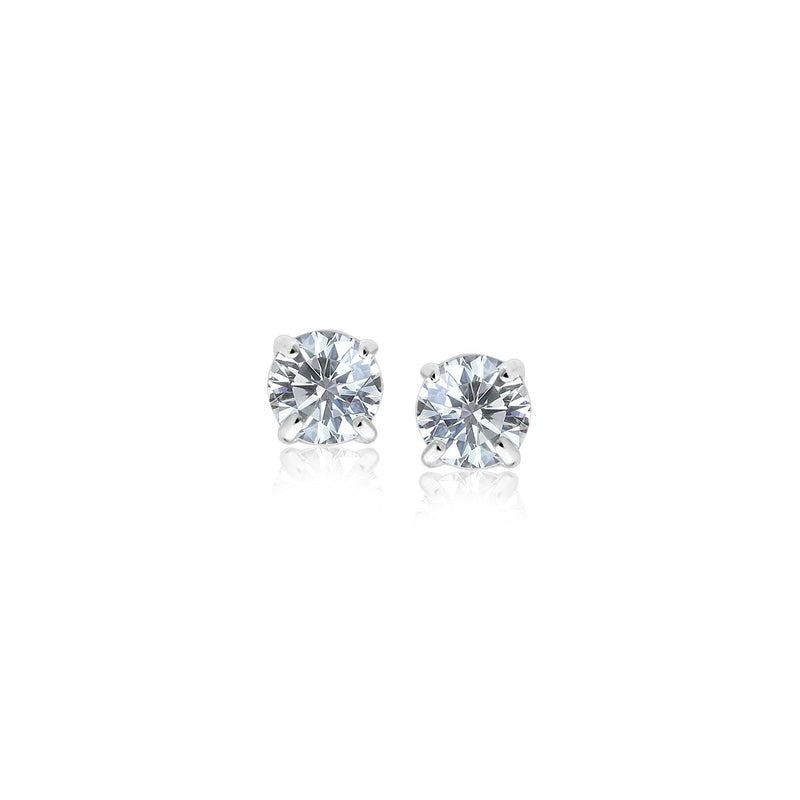 Bids.com 14k White Gold 3mm Faceted White Cubic Zirconia Stud Earrings Earrings