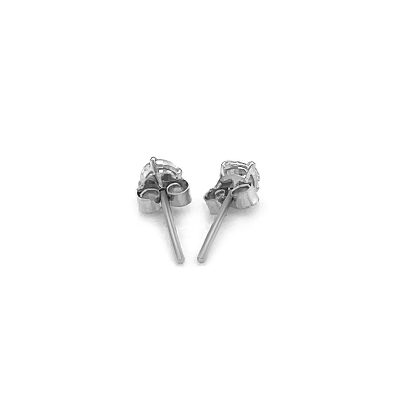 Bids.com 14k White Gold 3mm Faceted White Cubic Zirconia Stud Earrings Earrings