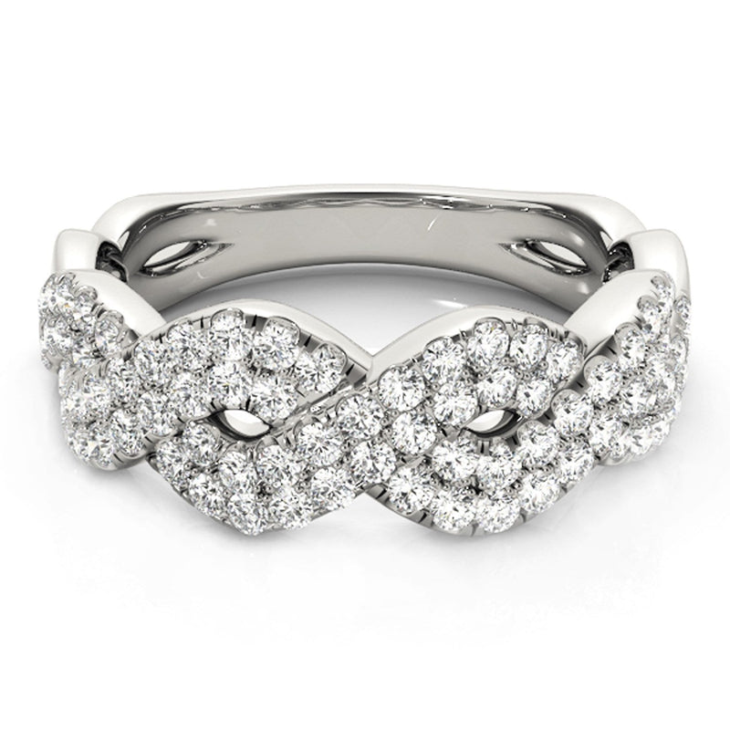 Bids.com Diamond Studded Interlocking Waves Ring in 14k White Gold (5/8 cttw) Rings