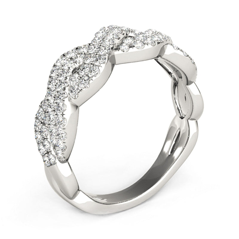 Bids.com Diamond Studded Interlocking Waves Ring in 14k White Gold (5/8 cttw) Rings
