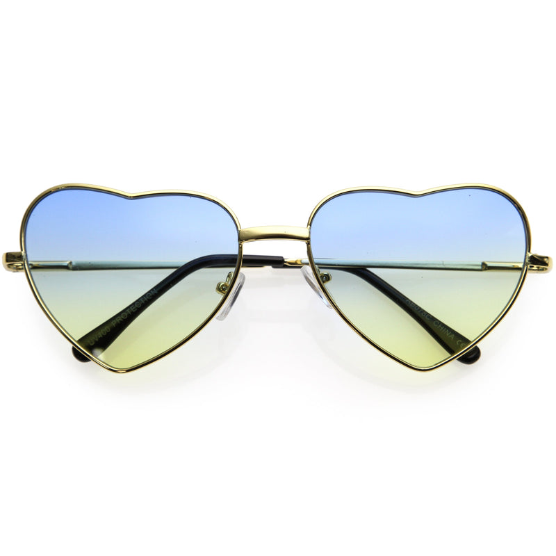 zeroUV Sweet Gradient Lens Rainbow Fashion Metal Heart Sunglasses D239 Sunglasses