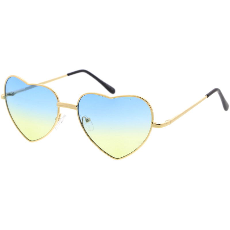 zeroUV Sweet Gradient Lens Rainbow Fashion Metal Heart Sunglasses D239 Sunglasses