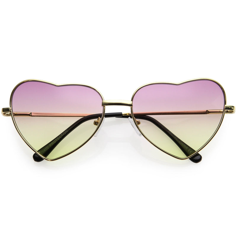 zeroUV Sweet Gradient Lens Rainbow Fashion Metal Heart Sunglasses D239 Sunglasses