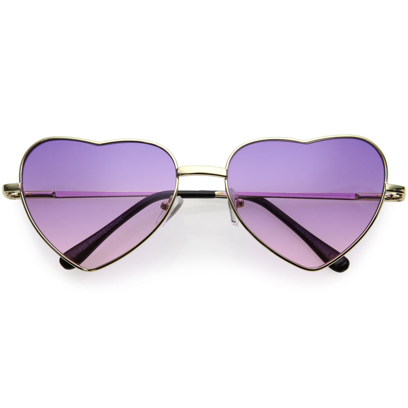 zeroUV Sweet Gradient Lens Rainbow Fashion Metal Heart Sunglasses D239 Sunglasses