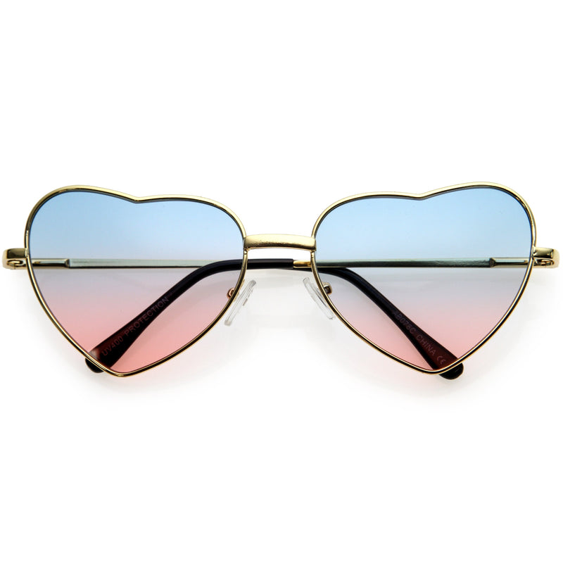 zeroUV Sweet Gradient Lens Rainbow Fashion Metal Heart Sunglasses D239 Sunglasses