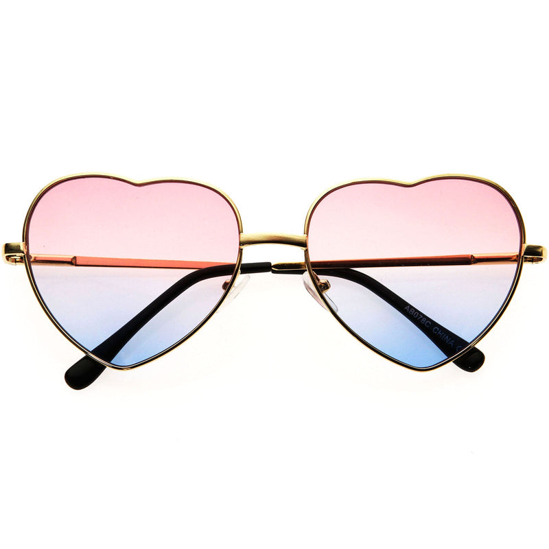 zeroUV Sweet Gradient Lens Rainbow Fashion Metal Heart Sunglasses D239 Sunglasses