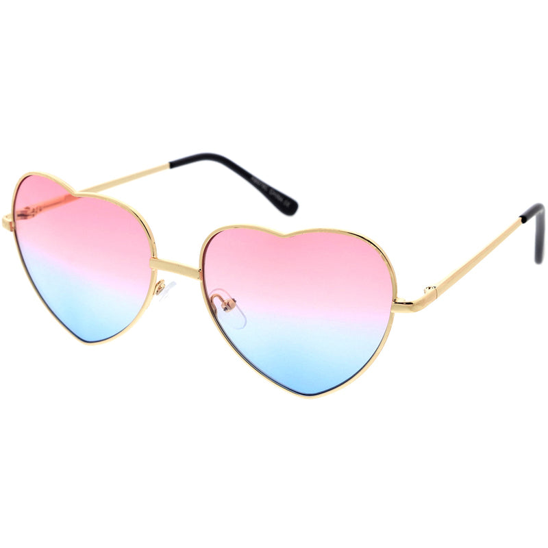 zeroUV Sweet Gradient Lens Rainbow Fashion Metal Heart Sunglasses D239 Sunglasses