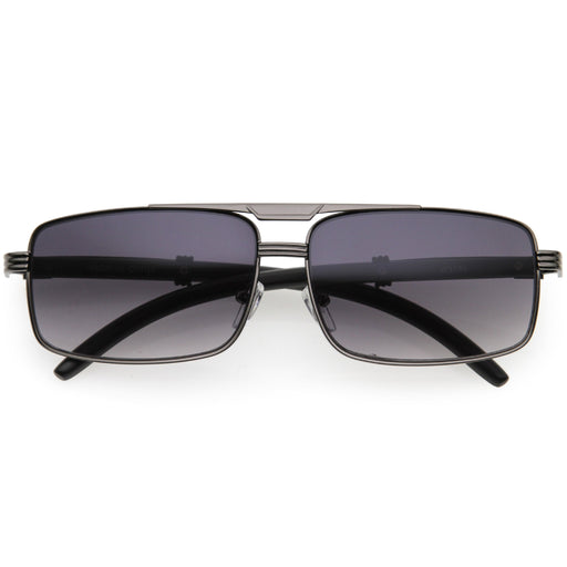 zeroUV Classy Dapper Neutral Metal Crossbar Square Sunglasses D245 Sunglasses