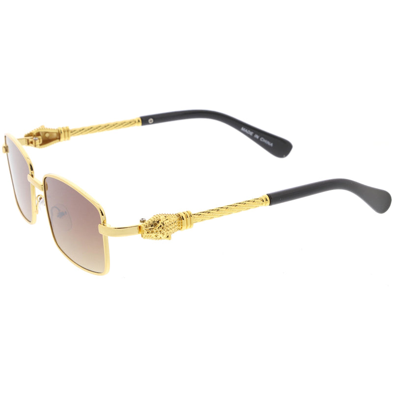zeroUV Bold Retro Jaguar Metal Plated Detail Square Sunglasses D247 Sunglasses