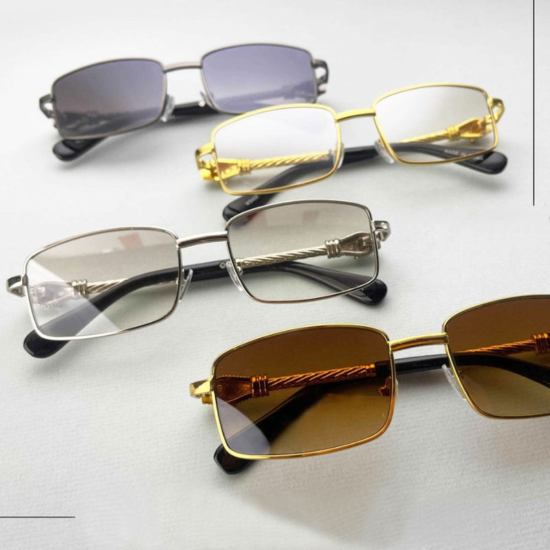 zeroUV Bold Retro Jaguar Metal Plated Detail Square Sunglasses D247 Sunglasses