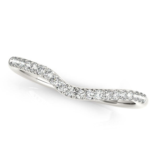 Bids.com 14k White Gold Curved Pave Diamond Wedding Ring (1/4 cttw) Rings