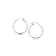 Bids.com Sterling Silver Rhodium Plated Thin and Polished Hoop Motif Earrings (25mm) Earrings