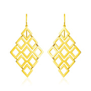 Bids.com 14k Yellow Gold Earrings with Polished Open Diamond Motifs Earrings