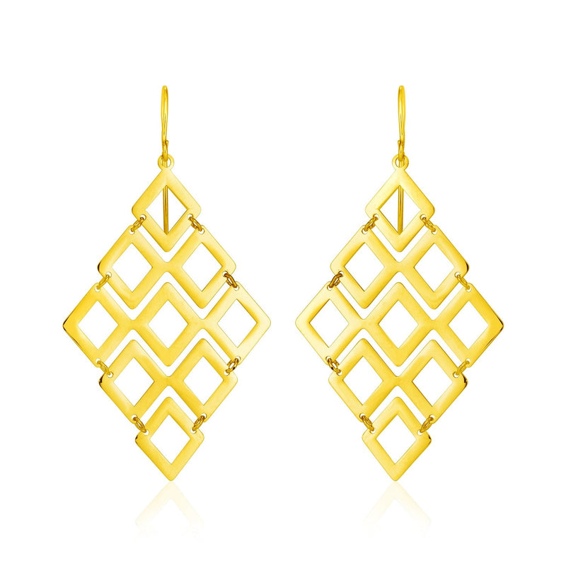 Bids.com 14k Yellow Gold Earrings with Polished Open Diamond Motifs Earrings