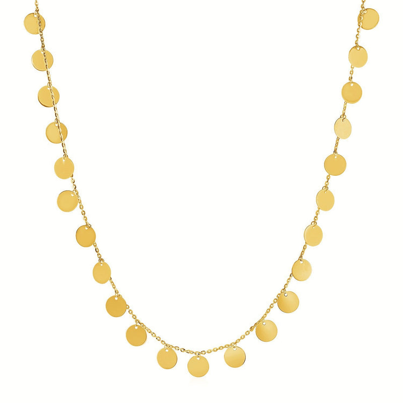 Bids.com Choker Necklace with Polished Discs in 14k Yellow Gold Necklaces