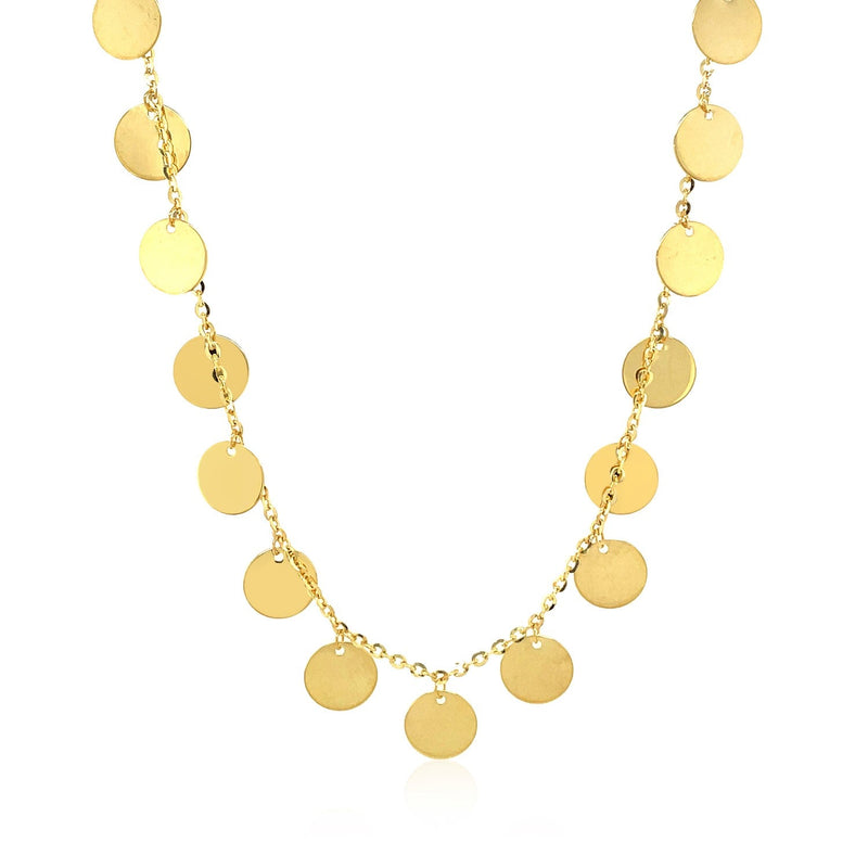 Bids.com Choker Necklace with Polished Discs in 14k Yellow Gold Necklaces
