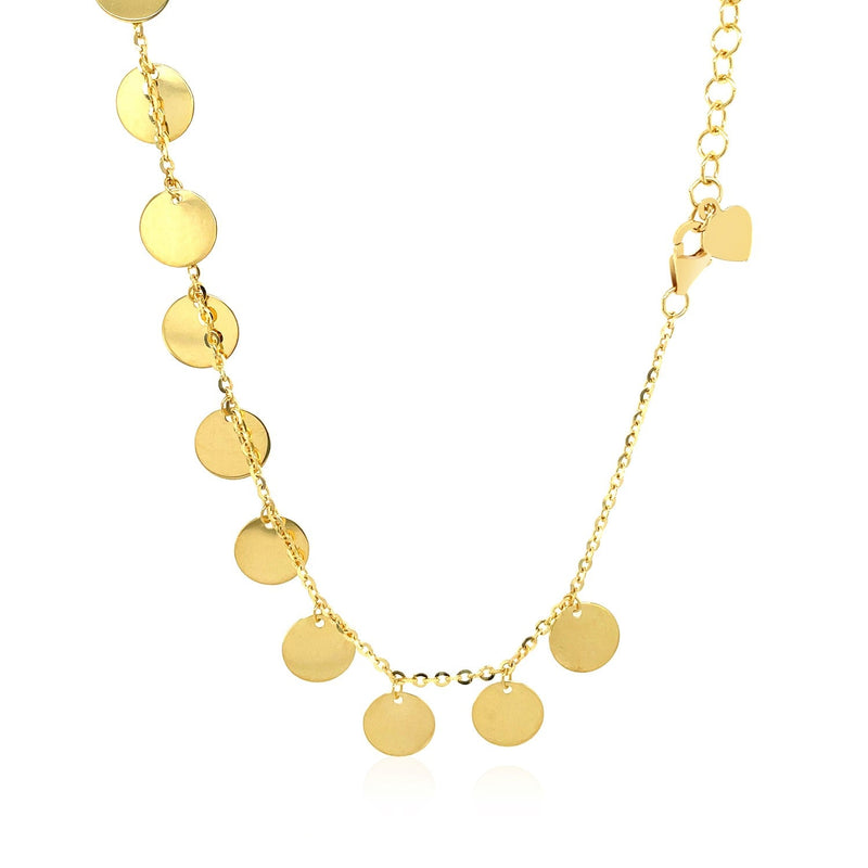 Bids.com Choker Necklace with Polished Discs in 14k Yellow Gold Necklaces