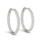 Bids.com 14k White Gold Two Row Pave Set Diamond Hoop Earrings (7 cttw) Earrings