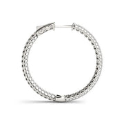 Bids.com 14k White Gold Two Row Pave Set Diamond Hoop Earrings (7 cttw) Earrings