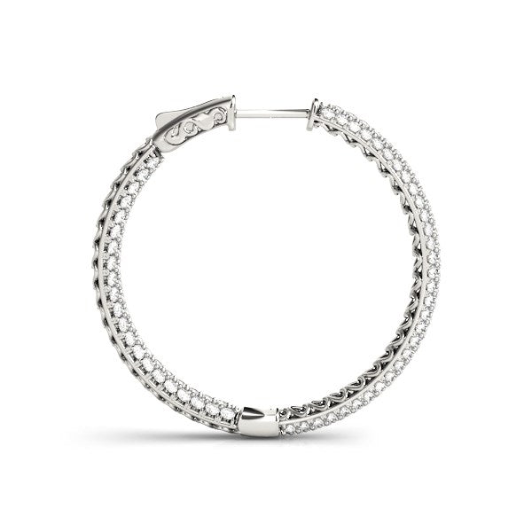 Bids.com 14k White Gold Two Row Pave Set Diamond Hoop Earrings (7 cttw) Earrings