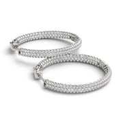 Bids.com 14k White Gold Two Row Pave Set Diamond Hoop Earrings (7 cttw) Earrings