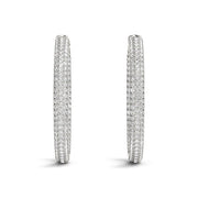 Bids.com 14k White Gold Two Row Pave Set Diamond Hoop Earrings (7 cttw) Earrings