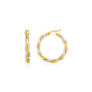 Bids.com Two-Tone Twisted Wire Round Hoop Earrings in 10k Yellow and White Gold Earrings