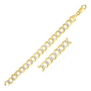 Bids.com 8.2 mm 14k Two Tone Gold Pave Curb Chain Necklaces