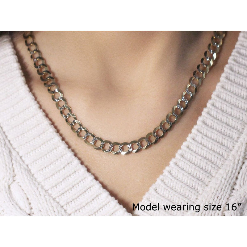 Bids.com 8.2 mm 14k Two Tone Gold Pave Curb Chain Necklaces
