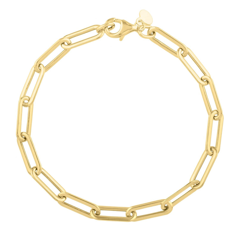 Bids.com 14k Yellow Gold Long Domed Paperclip Chain Bracelet (4.80 mm) Bracelets