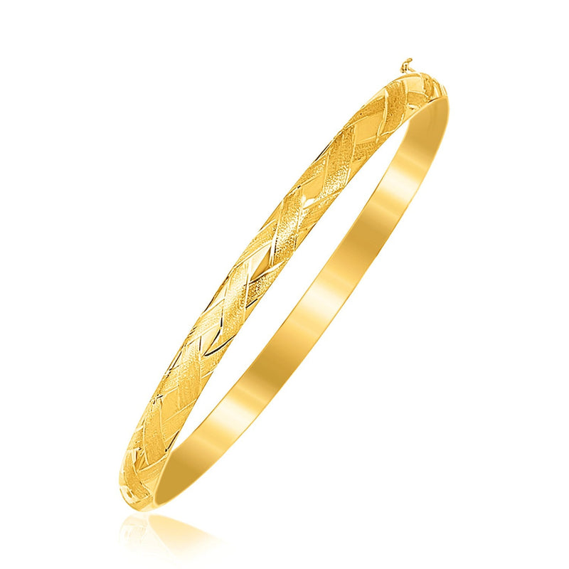 Bids.com 14k Yellow Gold Children's Bangle with Diamond Cuts Bracelets