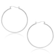 Bids.com 10k White Gold Polished Hoop Earrings (40mm) Earrings