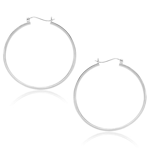 Bids.com 10k White Gold Polished Hoop Earrings (40mm) Earrings