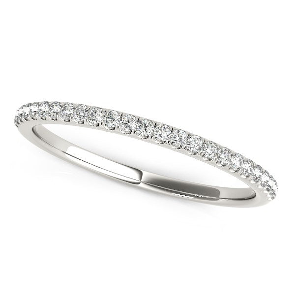 Bids.com 14k White Gold Diamond Wedding Band in Pave Setting (1/8 cttw) Rings